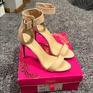 Candie's Beige Ankle Strap Heels